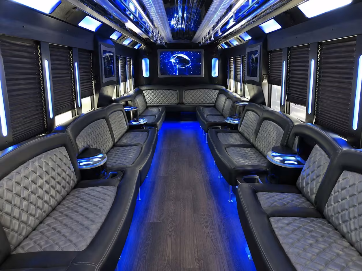 15 passenger party bus inside