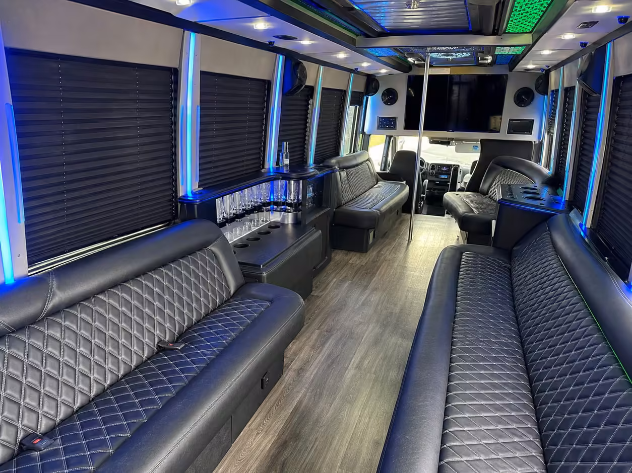 18 passenger party bus interior
