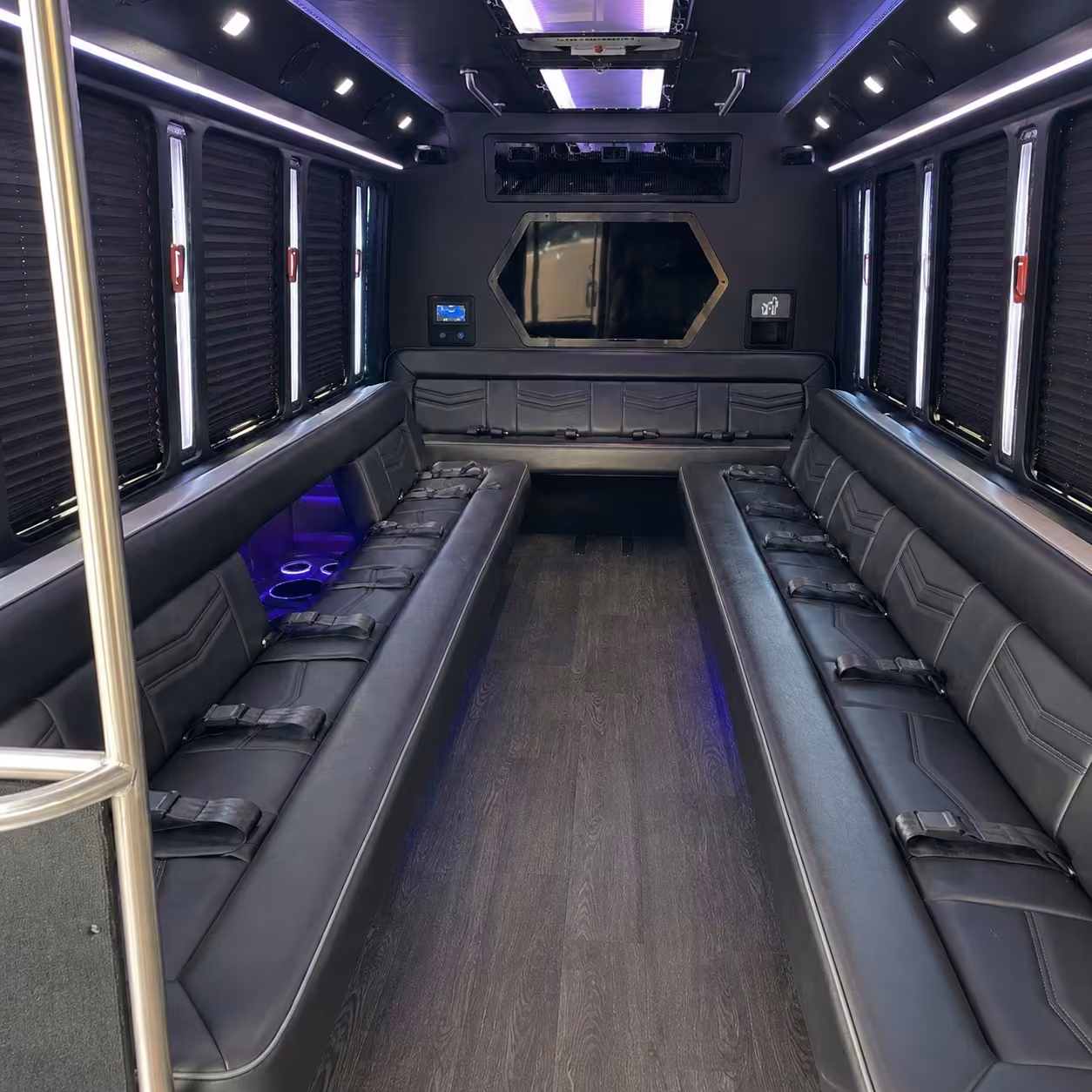 20 passenger party bus inside